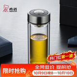 希诺双层玻璃杯高档商务办公车载水杯男家用透明泡茶杯子节日礼物