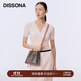DISSONA迪桑娜女包老花单肩斜挎包大容量通勤包水桶包 礼物 棕色