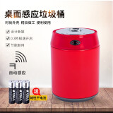 zhiyueZhiyue智能感应桌面迷你垃圾桶小不锈钢易拉罐型车载桌上洗漱台面 1.5L红色