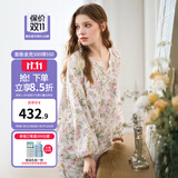 嫚熙（EMXEE）睡衣春夏季孕妇装衣服裤子哺乳待产产后月子服家居服套装弹力丝麻 小公主的花园梦-长袖长裤两件套（含哺乳口） L（适穿115-135斤）