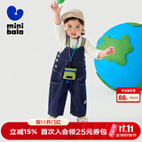 迷你巴拉（minibala）男女童裤子春新款宝宝背带裤萌趣可爱婴儿牛仔裤 牛仔深蓝88301 110