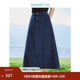 茵曼（INMAN）100%纯棉法式牛仔半身裙2026夏女装新款气质显瘦中高腰A字裙子 深蓝色 S