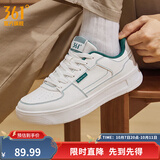 361°运动板鞋男鞋青禾秋季新款青少年革面经典百搭小白鞋休闲鞋子男款 羽毛白/青松绿【四季革网2.0】 39