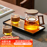 忆壶茶玻璃茶壶茶水分离茶杯玻璃泡茶壶办公室泡茶杯玻璃茶具功夫茶壶 800ML壶+2只防烫杯+茶盘