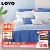 LOVO罗莱家纺 全棉四件套100%纯棉斜纹床单被套枕套双人200*230cm