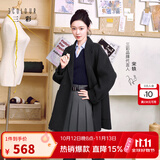 三彩【宋轶同款】【100绵羊毛】2025冬季新款双面呢大衣中长毛呢外套S 深邃灰 XL 170/92A