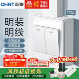 正泰（CHNT）明装开关插座面板 1c系列  二开单控 儿童保护门