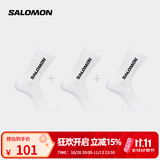 萨洛蒙（Salomon）男女款 户外运动休闲舒适透气长筒袜子 EVERYDAY CREW 3-PACK 白色 C20860 S (36-38码)