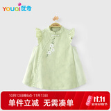 优奇婴儿衣服女宝宝夏季薄款无袖连衣裙女童裙子周岁礼服满月红色喜庆