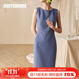 ROEYSHOUSE罗衣职场女装秋季无袖连衣裙新款简约知性修身显瘦裙子01790 雾蓝色 XL