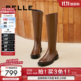 百丽（Belle）双11月光骑士靴时尚百搭女冬季新款商场同款显瘦长靴3EL73DG4 焦糖棕(哑光面) 39 (245mm)