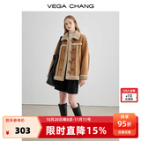 VEGA CHANG皮毛一体短外套女秋冬2026新款雅丹风宽松毛绒夹克外套 布朗棕（长款） L