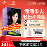 施华蔻（Schwarzkopf）怡然摩丝染发霜2.0青黛自然黑 泡泡染发剂黑色盖白发热卖商品