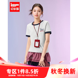 IEF/爱依服2026夏季通勤新款韩版时尚日常休闲百搭拼色设计感T恤 白花灰 S