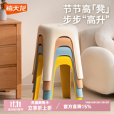 禧天龙加厚塑料防滑凳无异味高凳家用凳换鞋凳餐凳小凳子踩脚凳马桶凳结实加厚家用凳子 高45CM 浅蓝色【承重240斤】 4只装【多色多款可选】