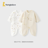 童泰婴儿连体衣秋冬季纯棉保暖新生儿衣服宝宝蝴蝶哈衣爬服黄色52cm