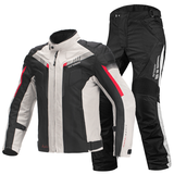 MOTO-BOY骑行服男摩托车衣服冬赛车机车服套装骑行裤防风防水防摔摩旅四季 J07P06套装白灰 XL