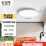 公牛（BULL）吸顶灯IP50防尘防虫卧室阳台过道灯MX-A018C-AS全白18W 