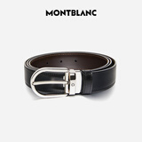 万宝龙（MONTBLANC）腰带男士椭圆针扣黑棕双面腰带皮带3cm 128135/222371礼物