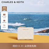 CHARLES&KEITH菱格纹多卡位短款钱包零钱包生日礼物送女友CK6-10770729 Cream奶白色 XXS