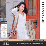 歌力思（ELLASSAY）【博主同款】新款法式V领度假显瘦小个子初恋连衣裙女EWB351Y020 白色织提花绣花 S