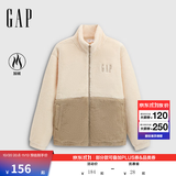 盖璞（GAP）男女装春款logo抱抱绒宽松拉链立领卫衣外套786558 米色 M (170/92A)亚洲尺码【偏大,建议拍小一码】