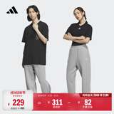 adidas情侣款加绒加厚直筒束脚运动裤男女秋冬阿迪达斯官方轻运动   中麻灰（推荐女生选小一码）   M