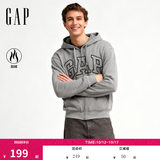 盖璞（GAP）男女装春款LOGO仿羊羔绒宽松连帽衫卫衣美版789781 灰色 XL 美码  2XL亚洲码185/108A