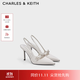 CHARLES&KEITH缎面蝴蝶结尖头高跟凉鞋女生日礼物送女友CK1-60361556 Light Grey浅灰色 37