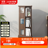 乐系（LEXI）360度旋转书架可移动书架带轮实木多层简易书柜落地书架 【橡胶木】四层方形-43*43*109CMH