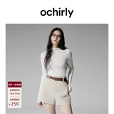 欧时力（OCHIRLY）可机洗100%美丽诺羊毛120支毛衣无缝一体秋 米白 L