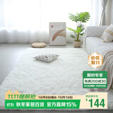 梦蜓客厅地毯长绒丝毛沙发茶几卧室飘窗床边毯垫  简约白200*250cm