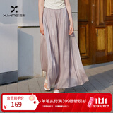 香影薄款雪纺百褶裙裤女2026夏季新款超好看流光纱宽松休闲阔腿裤 紫色 M 160/64A/95-110斤