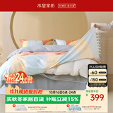 水星家纺四件套床上纯棉100%a类全棉床单被套三开口省力套件双人加大1.8m床