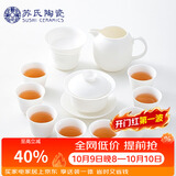 苏氏陶瓷素烧白瓷茶具套装德化中国白送礼陶瓷茶具茶杯泡茶盖碗