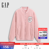 盖璞（GAP）男女装春款大G字母仿羊羔绒宽松夹克开衫卫衣787408 粉色 M (170/92A)亚洲尺码【偏大,建议拍小一码】
