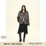 付智恩 进口sagafurs狐狸毛皮草轻盈年轻感圆领毛毛外套女丨芦苇花 深灰绿-圆领 芬兰sagafurs狐狸毛 M