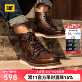 卡特（CAT）马丁靴工装靴男鞋经典款BRAVADO轻户外复古时尚牛皮面机车靴子男 深棕P712950 43