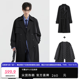 伯爵卓尔高级感通勤英伦风衣羽绒服男士中长款大衣外套男2025秋冬季新款 月夜黑 【可拆卸-长袖羽绒内胆】 2XL (185)
