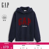 盖璞（GAP）女装春款撞色Logo宽松抓绒套头连帽衫卫衣上衣792499 海军蓝 S (160/84A) 亚洲尺码