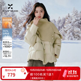 香影棉花糖围巾领羽绒服女2026冬季新款白鸭绒巨好看短款黄色外套 透明黄 S