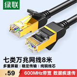 绿联七类网线纯铜 CAT7类万兆屏蔽网络连接线 游戏电竞双绞线 电脑宽带家用兼容2.5g成品跳线8米11272