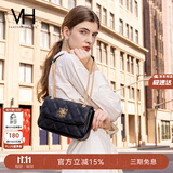 VANESSA HOGAN VH女包茵然软包轻奢小香风斜挎小包菱格链条单肩腋下包生日礼物 黑色