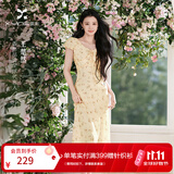 香影【王楚然同款】v领连衣裙女2026夏季新款花路繁花黄色印花裙 黄色 （尺码偏小，建议拍大一码） M 95-110斤 /裙长101.0CM