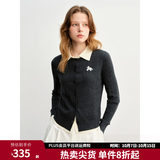 独束大码女装假两件撞色绣花毛针织衫冬装新款叠穿针织毛衫上衣女 深灰色 XL (尺码：3)