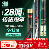神鲨13米翠神本流炮竿28调超轻超硬传统钓手竿鱼竿草洞钓竿鱼杆渔具