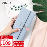 viney牛皮女士钱包大容量手拿包学生长款多卡位零钱包高端轻奢钱夹皮夹