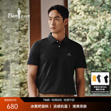 比音勒芬【冰氧吧】夏季款男士时尚休闲上衣多色抗菌凉感舒弹短袖POLO衫T 07黑色 XL （110）