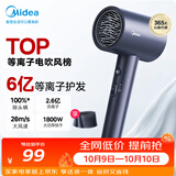 美的（Midea）6亿等离子护发电吹风 家用负离子吹风筒1800W大功率快干吹风机FJ308蓝 节日礼物