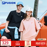 斐乐 FUSION斐乐潮牌女装情侣款针织短袖衫春夏新款凉感防晒宽松T恤 正黑色-BK M （170/92A/M）